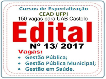 CEAD/UFPI lança edital com 900 vagas em cursos de especialização