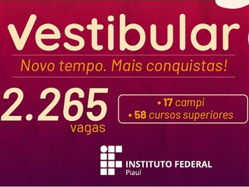 Inscrições para o vestibular do IFPI começa nesta quinta-feira, dia 10