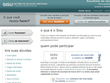 Ministério da Educação divulga lista dos aprovados no Sisu 2018