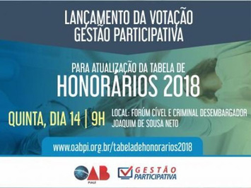 OAB lança hoje votação para atualização da Tabela de Honorários