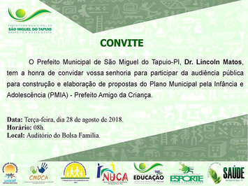 Município realizará Audiência Pública para construção do PMIA