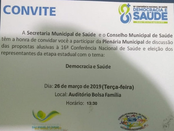 Município de SMT realizará dia 26, a Plenária Municipal de Saúde