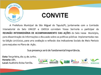 Município realizará reunião de avaliação das atividades do selo Unicef
