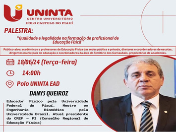 CREF-PI e Polo UNINTA EAD de Castelo do Piauí promoverá palestra