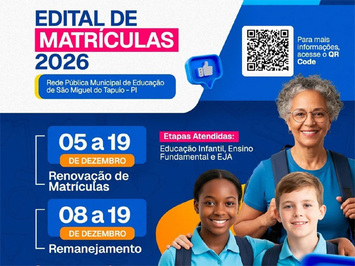 Rede municipal de Educação divulga edital de matrículas para o ano letivo 2026